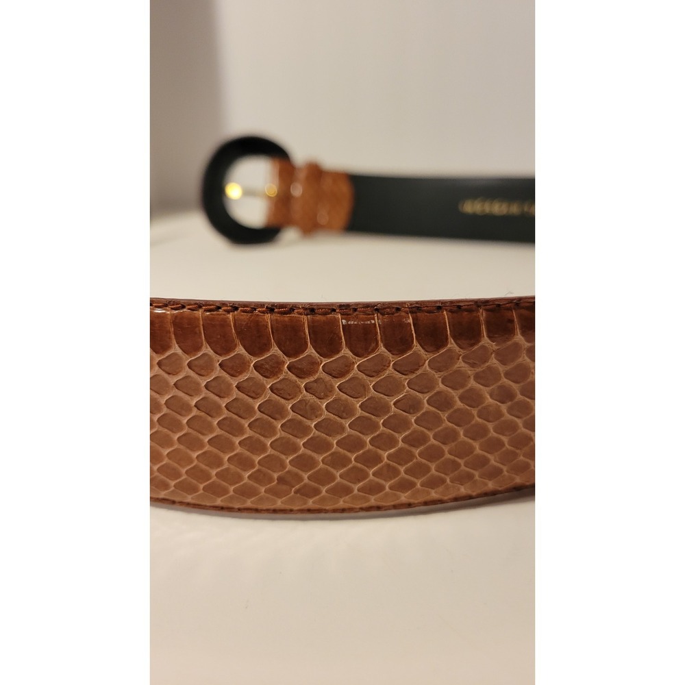 Vintage Morgan Taylor Brown Snake Skin Thick Belt Gold Tone Buckle Med 29"-33" - Picture 11 of 11